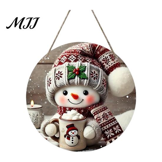 Decorative Entrance Wall Art Christmas Hanging Pendant with Lanyard, Wooden Sign for Front Indoor Outdoor Seasonal Decor Door, Creative Farmhouse