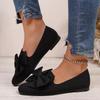 Women's New Flat Single Shoes Women's Large Size Bow Pointed Lazy Shoes