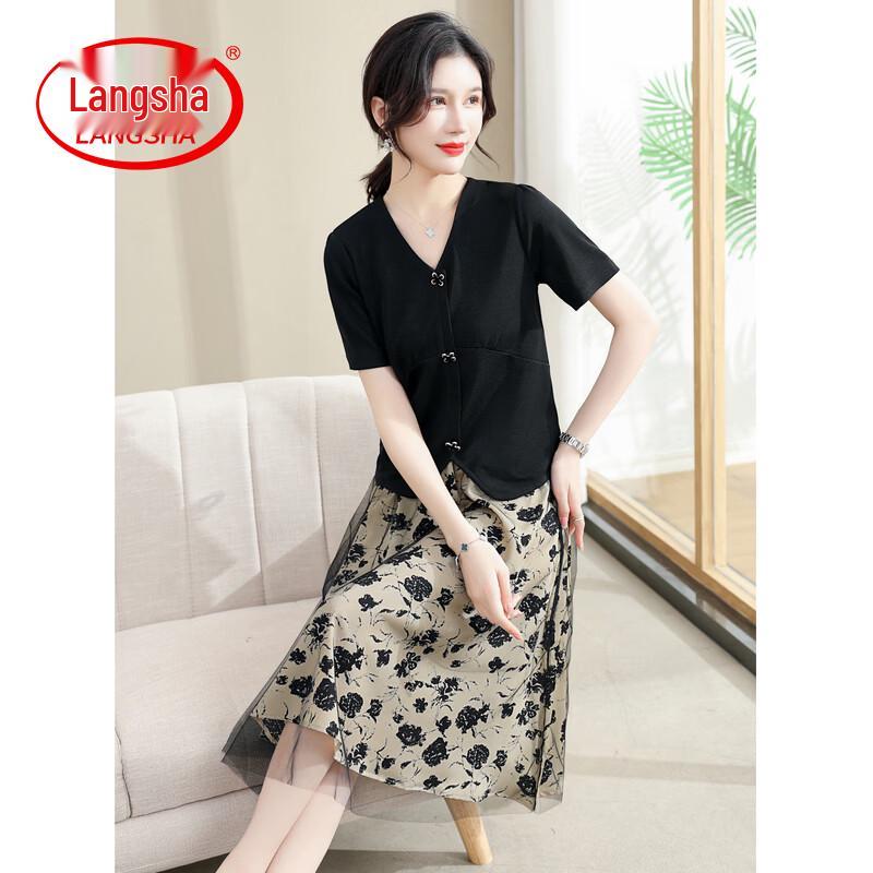 LangSha New Chinese Style Mom s Summer Dress Set 2XL