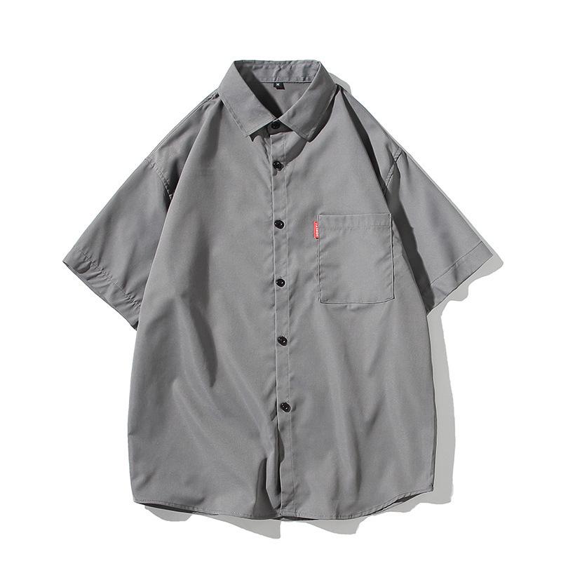 2022 Pánská ležérní košile s krátkým rukávem v japonském stylu - Jednobarevná, Velká velikost