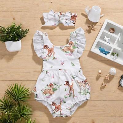 Vestiti da Neonata Pagliaccetto Senza Maniche Morbido Traspirante Non Sbiadisce Tuta da Bambino Cartone Animato Body da Neonato Tuta