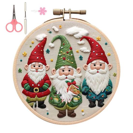 Christmas Embroidery Kit Winter Landscape Embroidery Starter Kit Santa Claus Embroidery Craft Set with Pattern Threads Needles for Beginners Adults