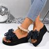 Fashion Women's Bowtie Decor Wedges Sandals Summer Light Comfort Chunky Platform Slippers Plus Size Thick Sole Non Slip Casual Slippers