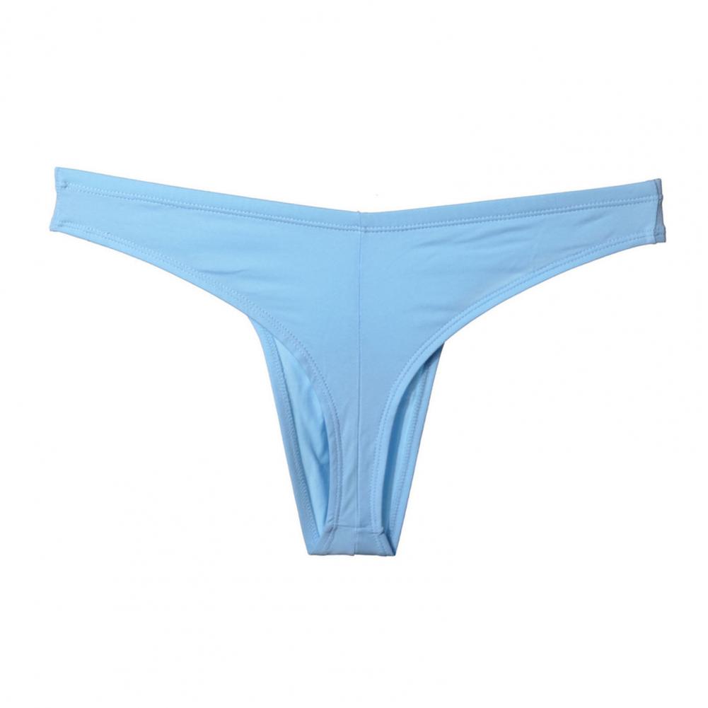 Solid Color Men Underwear Men's Low-rise Elastic Waistband Thong Briefs Seamless Sport Style Panties Breathable Cotton U-convex