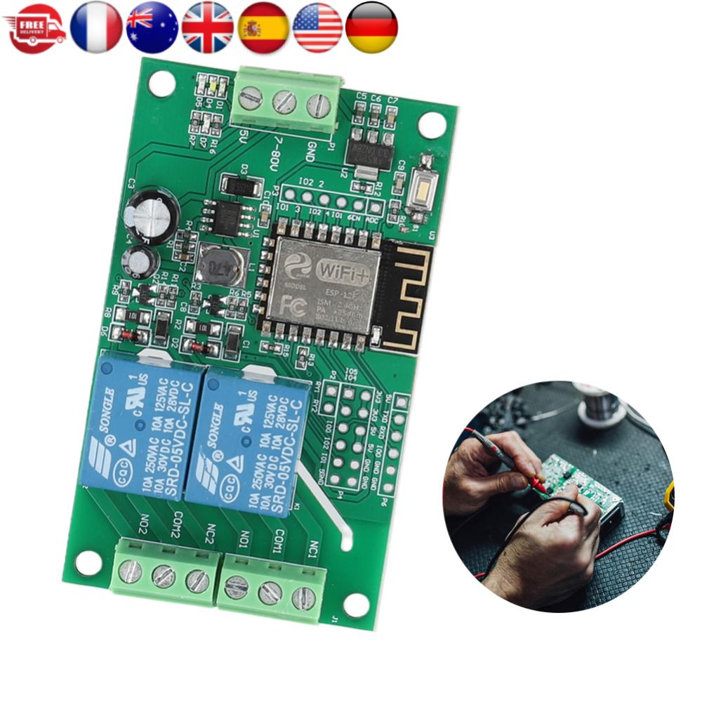 

ESP8266 WIFI Relay Module Dual Channel ESP-12F Development Board DC 5V 10A Wireless Smart Relay Module Based on Arduino United States