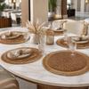 4 Stück 38cm Boho Gewebte Tischsets Bohemian Quaste Gewebte Platzsets Runde Tischsets Esstisch