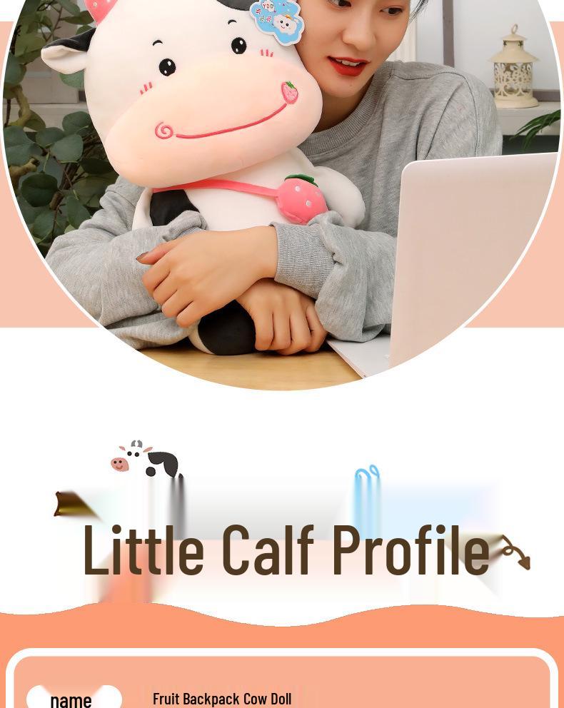 Fruit Cow Plush Backpack Toy Pillow - Stuffed Animal Ragdoll Gift for Girls' Birthdays
