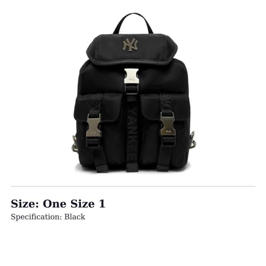 MLB Nylon Fabric Backpack Regular Unisex Black 3ABKS041N-50BKS One Size 1