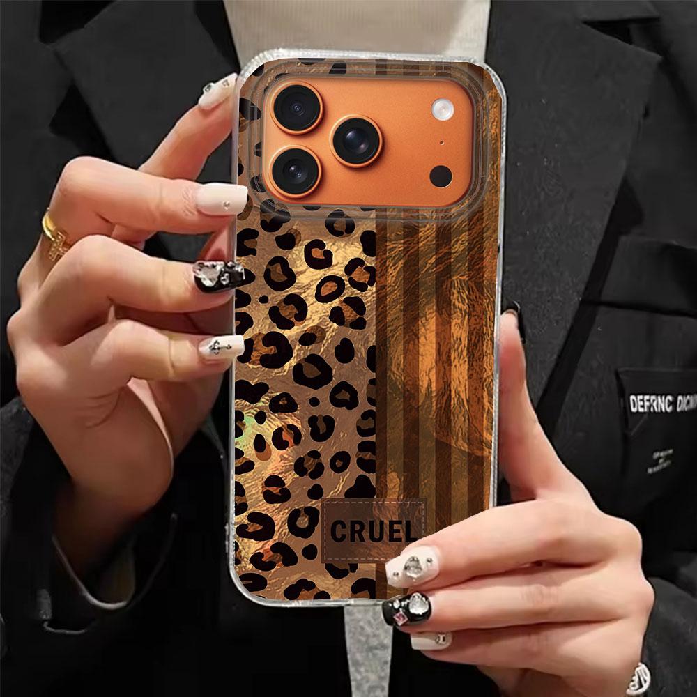 INS Korean Black Leopard Print Phone Case for iphone 17 Air 16 15 14 13 11 12 Pro Max 7 8 Plus X XS XR SE 2022 2020 16e Cover