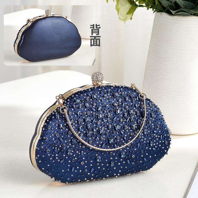 

spabroken diamond clutch bag banquet bag one shoulder oblique banquet dress bag French style cheongsam handbag синий