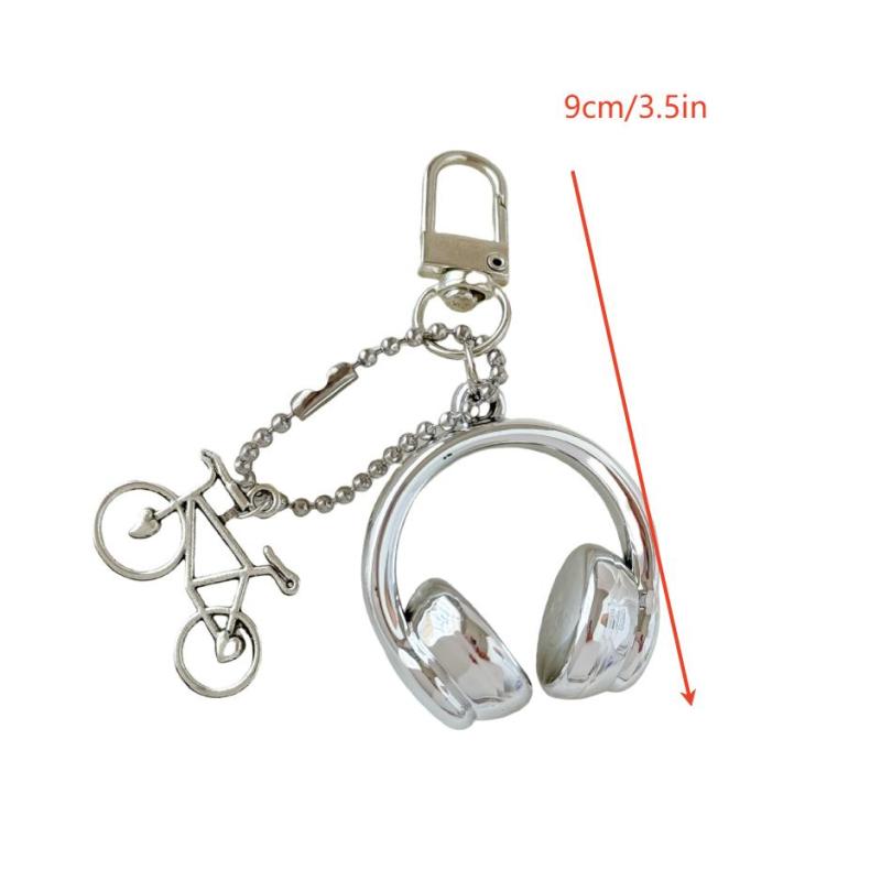 3D Headphones Keychain Bicycle Charm Keyring Phone Pendant Jewelry For Girl Women Gift Bag Decoration