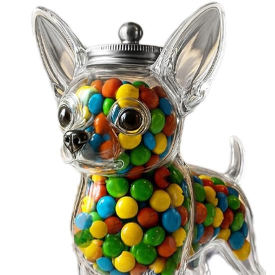 Treat Jar Reusable Dog Shape Glass Airtight Pet Food Storage