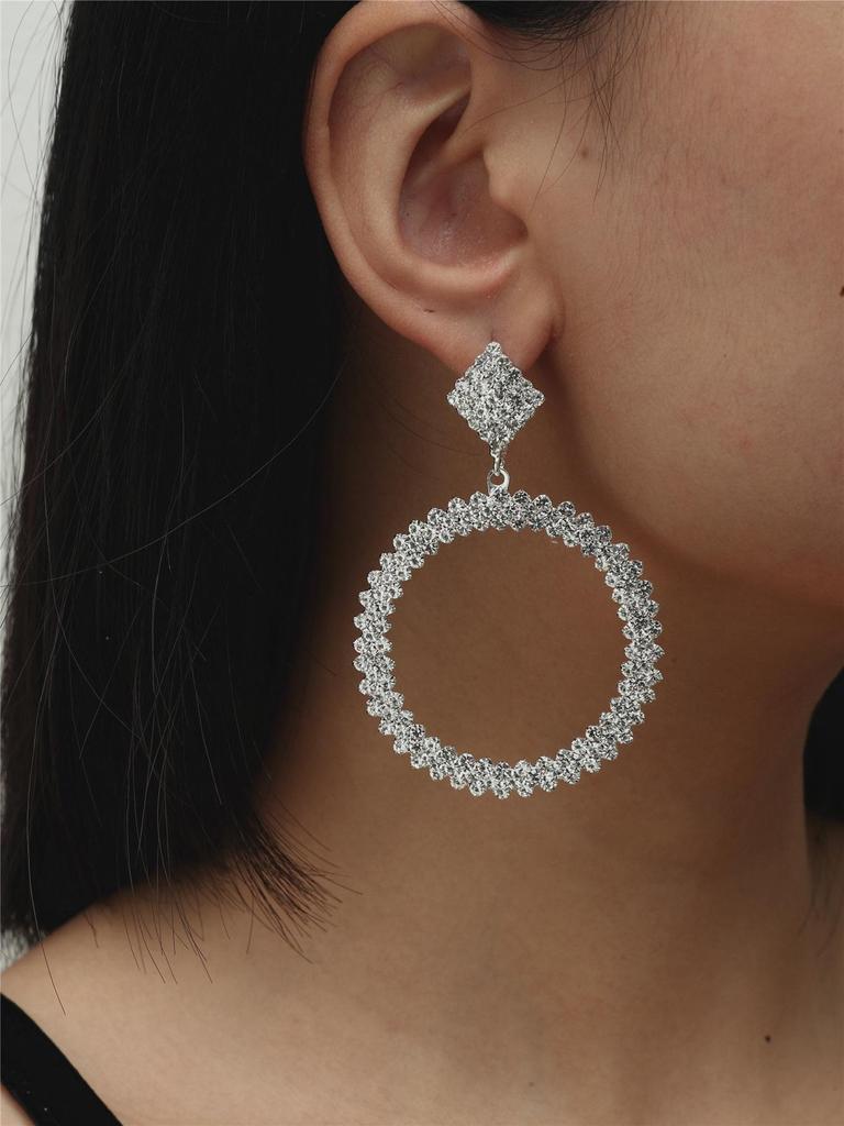 Rhinestone and Diamond Star Oversized Hoop Earrings for Women