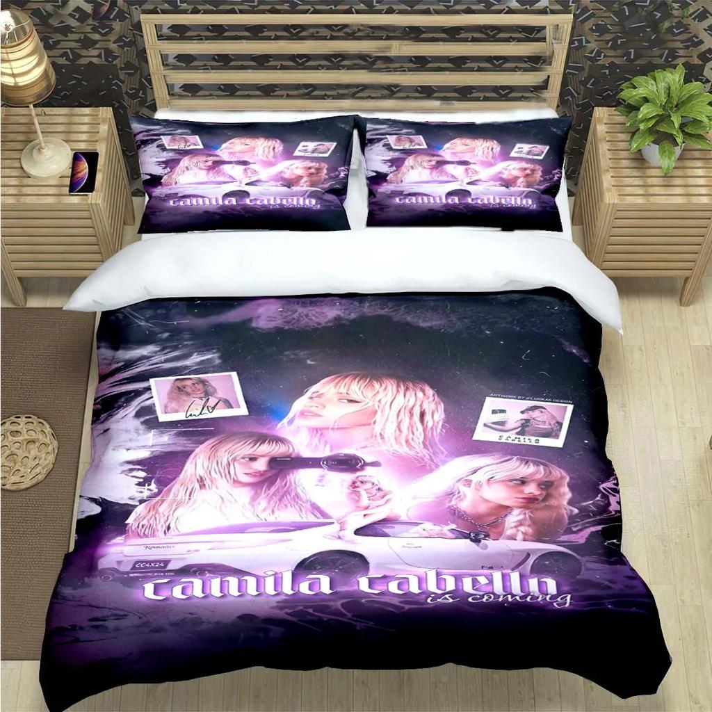 Popular Famous Singer C-Camila Cabello Print Bedding Sets Bed Supplie Set Comforter Set Teens Girls Twin Single Kid Gift