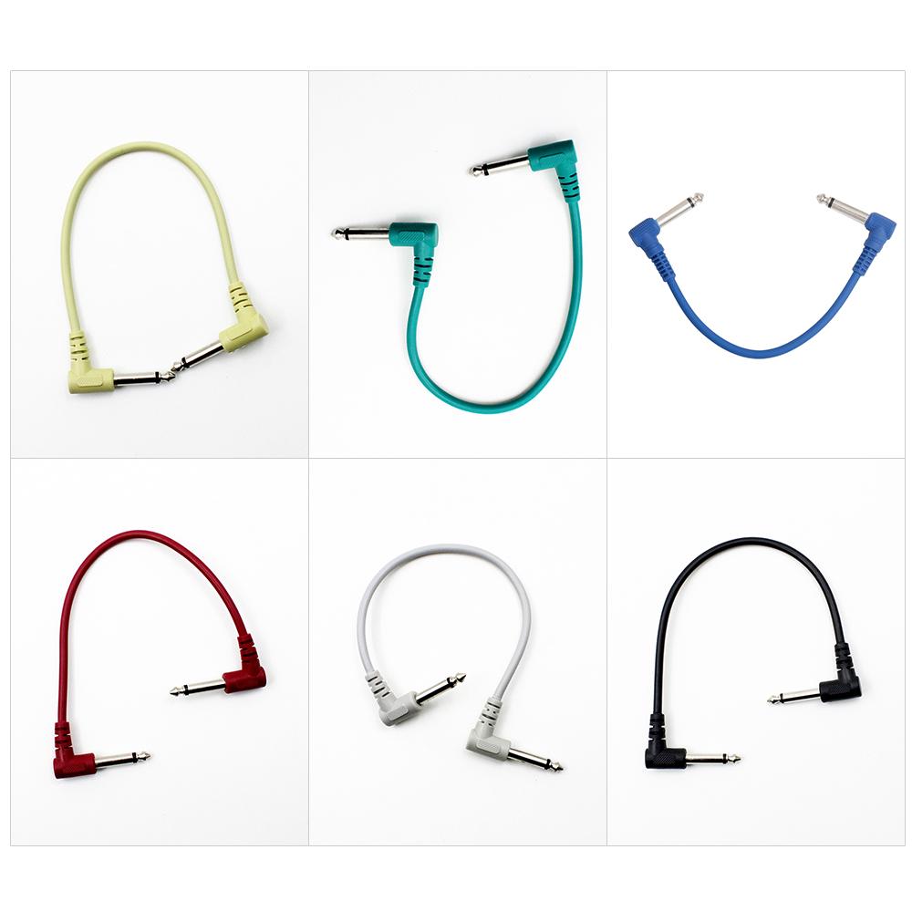 Colorful Guitar Effect Pedal Cables Instrument Audio Leads Patch Cord 21cm Length 1/4 Inch Right Angle TS Plug 6pcs/pack