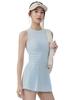 Women's Sportswear Set: Padded Bust Yoga Vest & Loose Casual Anti-exposure Skirt Shorts with Pleated Waistband and Belt