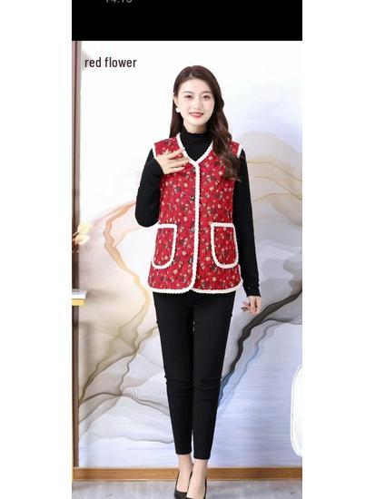 2025 Women's Autumn Winter Elderly Mother's Collarless Cardigan Vest - Versatile Shawl Jacket for Grandma