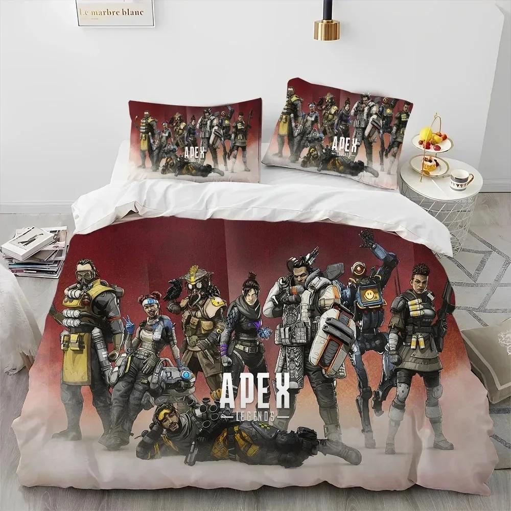 A-Apex Legends Game Gamer Cartoon Bedding Set Printed Bed Set With Pillowcase Bed Duvet Cover Soft Single Double Queen King Size