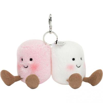 Valentine's Day Amuseables Pair of Marshmallows Bag Charm A Pair of Marshmallow Bags,  White Powder Doll Plush Pendant Sitting 9cm High