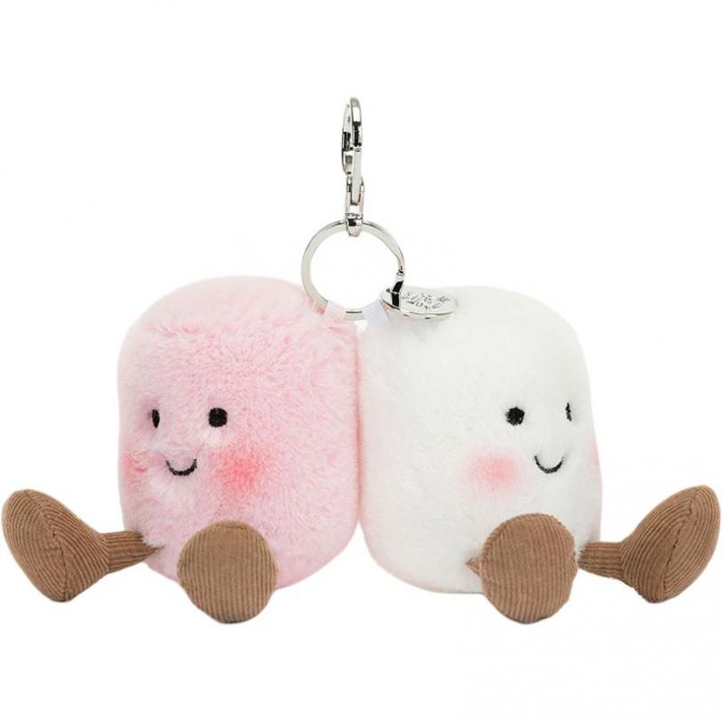 JELLYCAT Valentine's Day Amuseables Pair of Marshmallows Bag Charm A pair of marshmallow bags,  white powder doll plush pendant sitting 9cm high