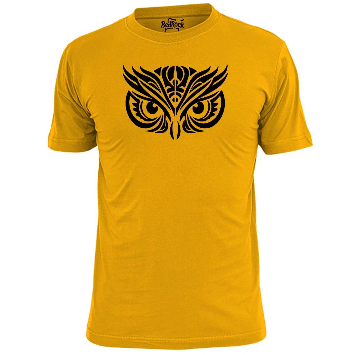 Mens Tribal Owl Head T shirt Native Maori Tattoo L