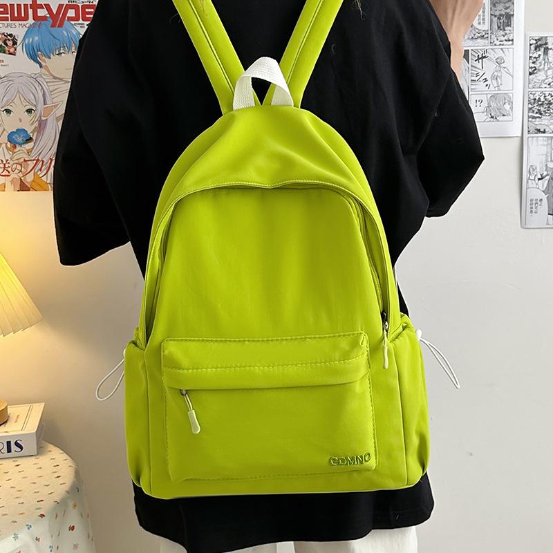 

New backpack ins style fashion anti-theft solid color high value casual backpack large capacity student bag зелений