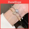 Fashion Jewelry Oval Zircon Copper Bracelet With Gold Plating For Elegant Wear