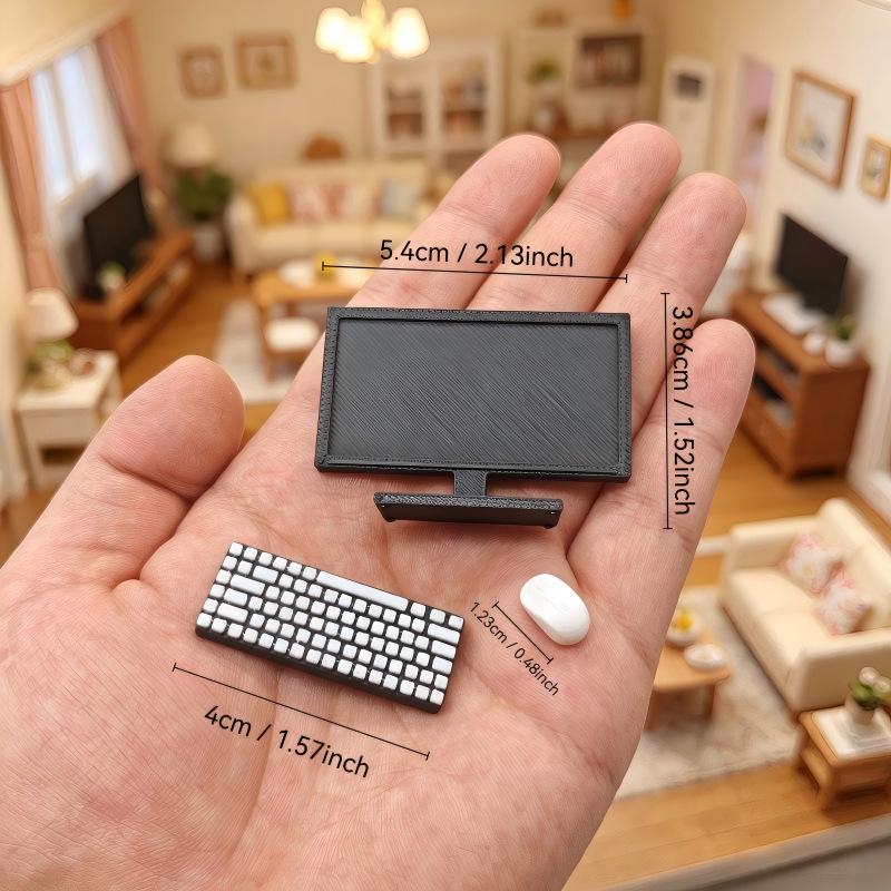 Miniatur-Computerset für 1:12er Maßstab Puppenhaus Schlafzimmer Dekoration
