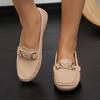 Damen Loafer Bequeme Flache Schuhe Runde Spitze Outdoor Freizeit Lederschuhe