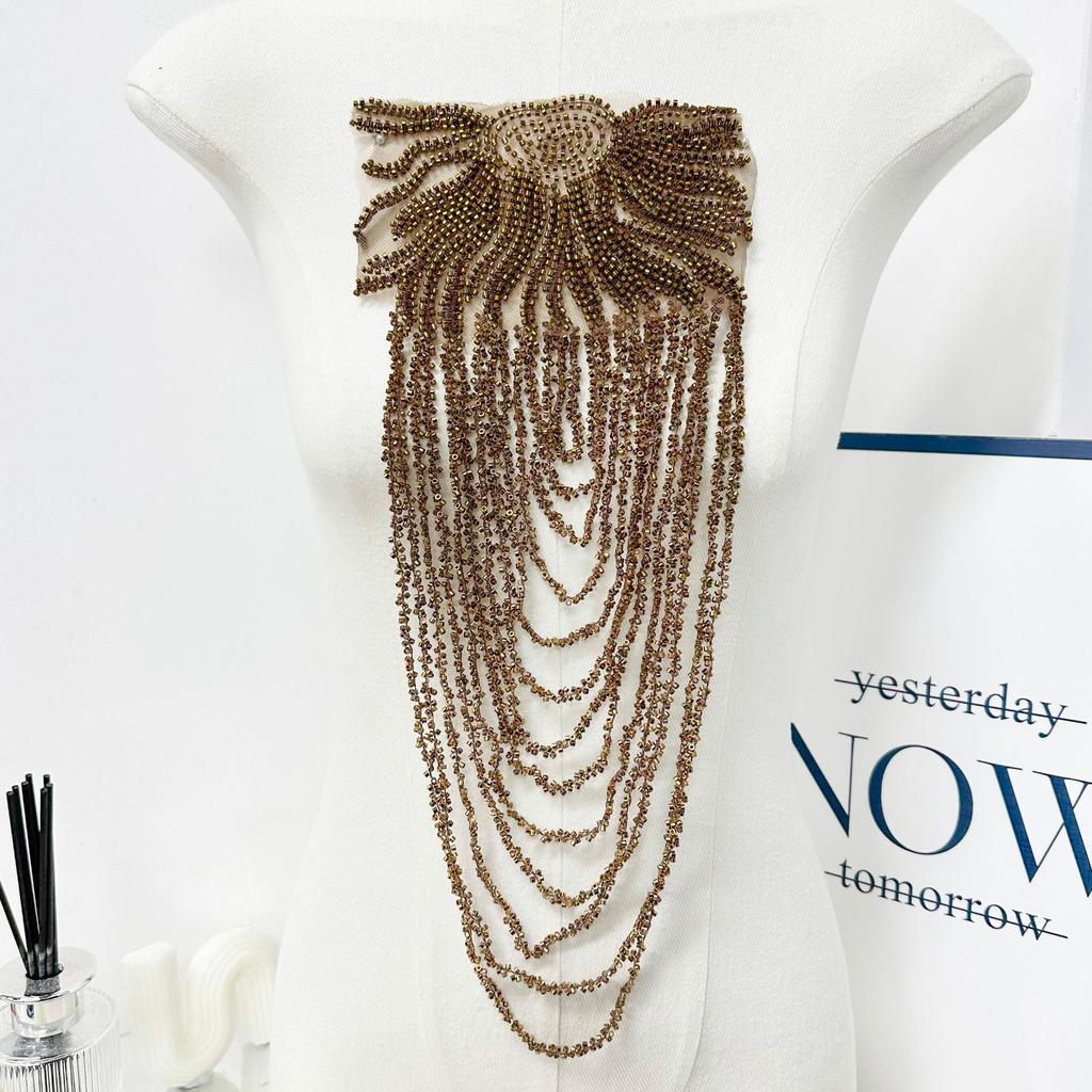 Black Tassel Chain Sequins Shoulders Wedding Dress Performance Dress Fashion Accessories
