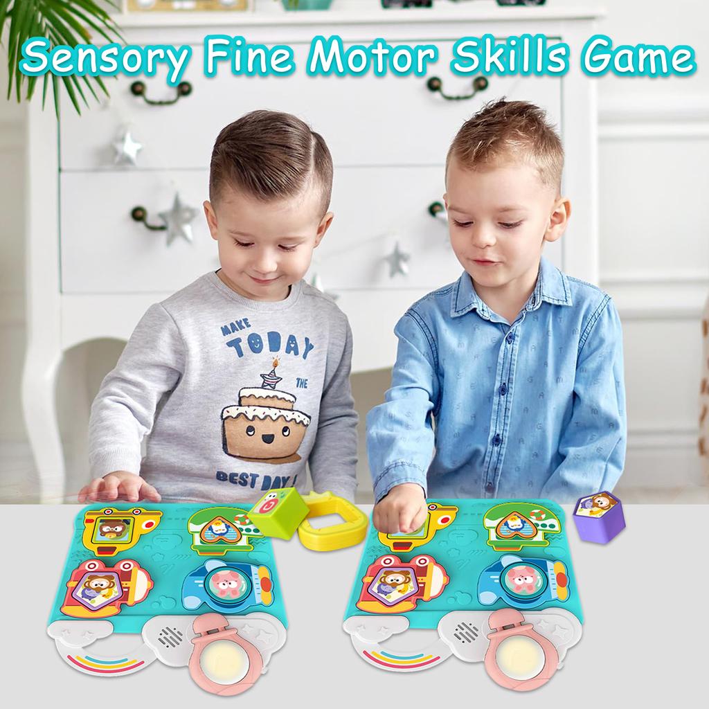 Montessori Busy Board Toy With Music & Light Fun Vehicle Building Blocks Cute Bear Monkey Bunny Matching Toys For Toddlers Kids