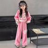 2024 Spring Fashion Girls' Loose Two-Piece Sportswear Set for Medium and Large Children.