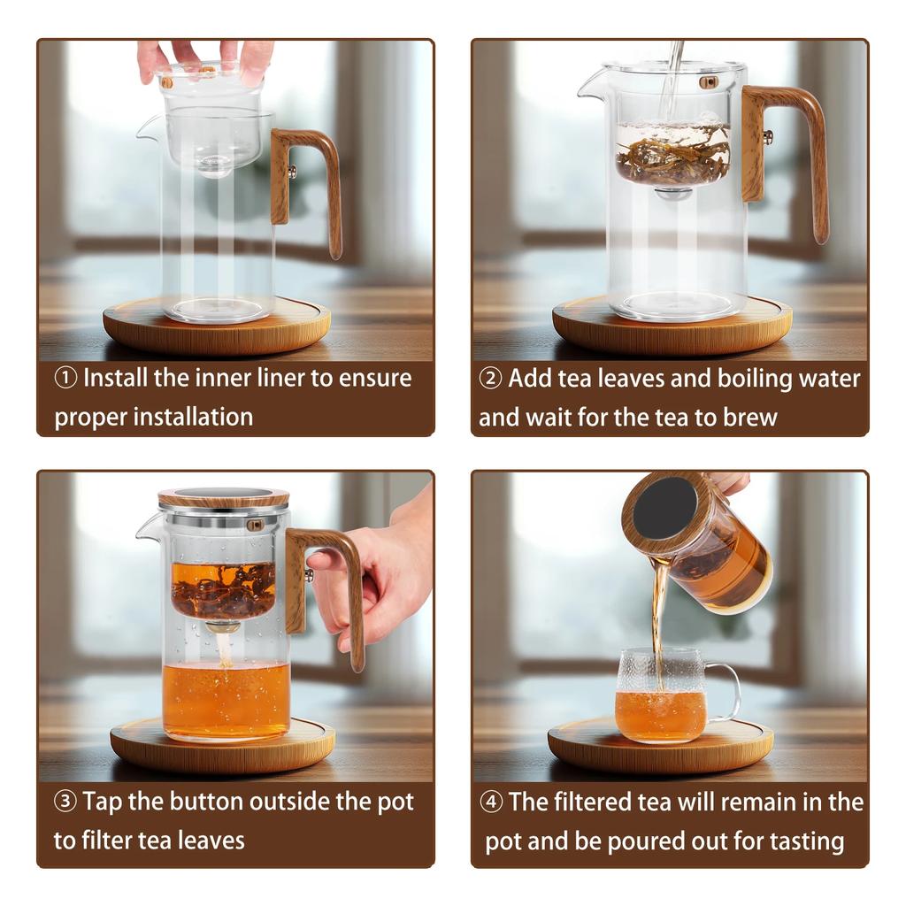 Enchanti Tea Pot, Water Separation Witchcraft Teapot, Glass Teapot with Infuser and Strainer, Enchantipot Magic Tea Pot