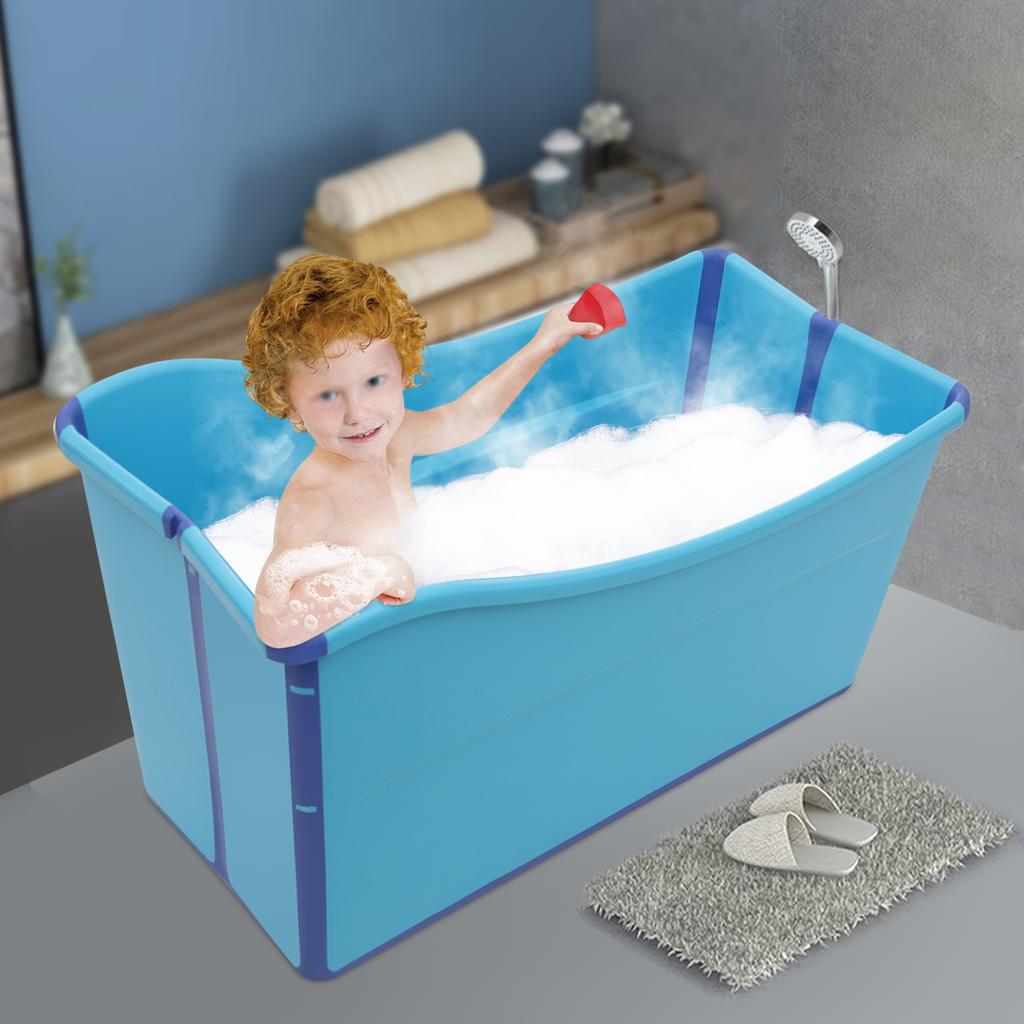 Große faltbare Badewanne, zusammenklappbare tragbare Wanne für Erwachsene & Reisen, tiefe Entspannungs-Spa-Wanne, kompakte Aufbewahrung, leicht