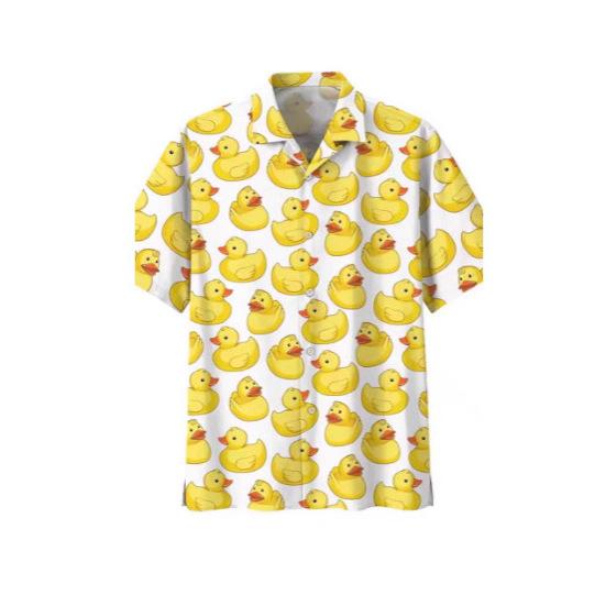 Hawaiian Casual Shirt Duck Print Men's Open Button Top Cool Comfortable Short Sleeves