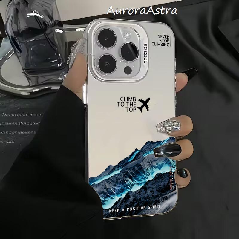 Mountain Peak View Inspirational Quote Phone Case For iPhone 17 Air 16 15 13 12 11 Pro Max Pro Plus Anti-Scratch Bumper Cover