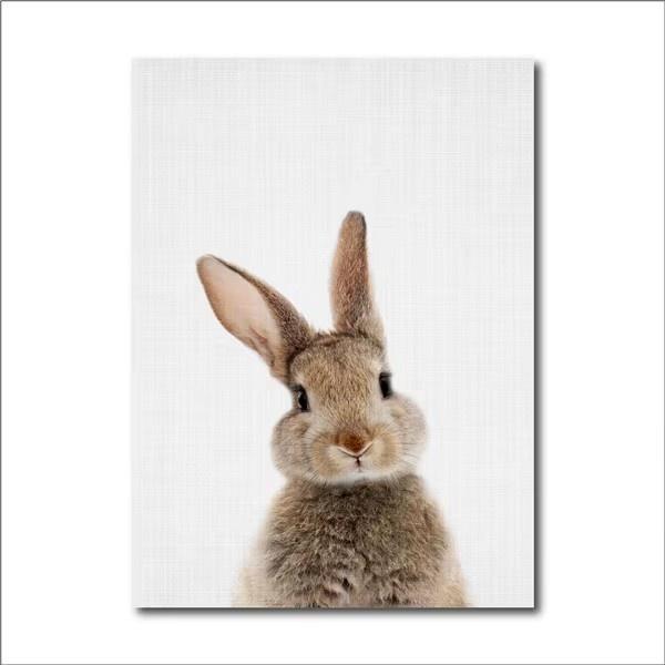 

Bunny Rabbit Canvas Painting Woodlands Nursery Decor Animal Picture Rabbit Wall Art Prints Modern Baby Room Decoration 21X30CMNo Framed