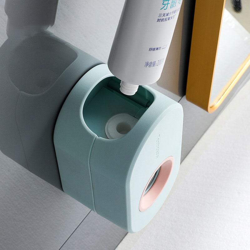 Automatic Toothpaste Dispenser Wall Mount Toothpaste Squeezer with Toothbrush Holder for Family Shower Bathroom Accessories