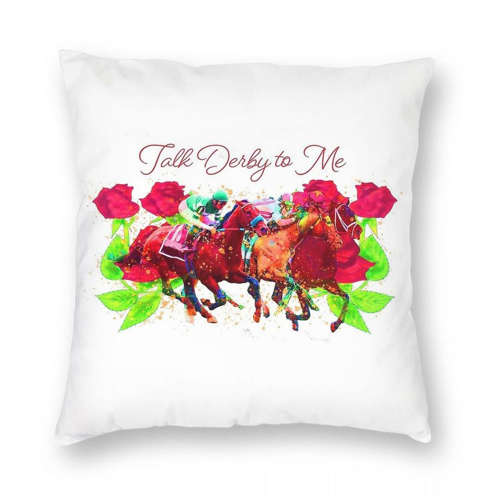 Talk Kentucky Derby To Me Pillowcase Polyester Linen Velvet Creative Zip Decorative Pillow Case Home Cushion Cover