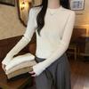 Autumn and winter texture short knitted sweater women's soft waxy shoulder with long-sleeved top retro bottoming sweater