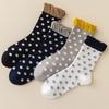 Women's Spring and Autumn Puffed Lace Mid-calf Socks Polka Dot Boneless Pile Socks Cotton Autumn and Winter Socks