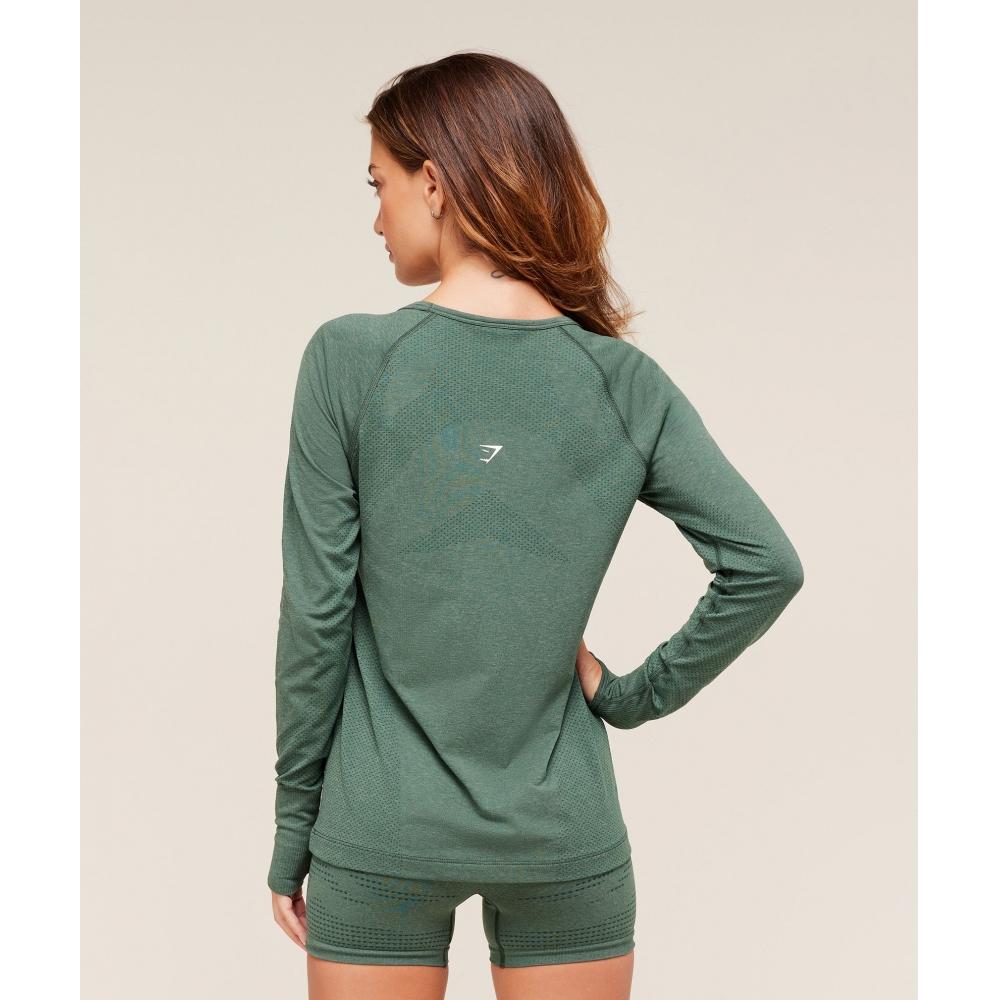 Gymshark Vital Light Long Sleeve Top Obsidian Green Marl B4a8c Ebdk