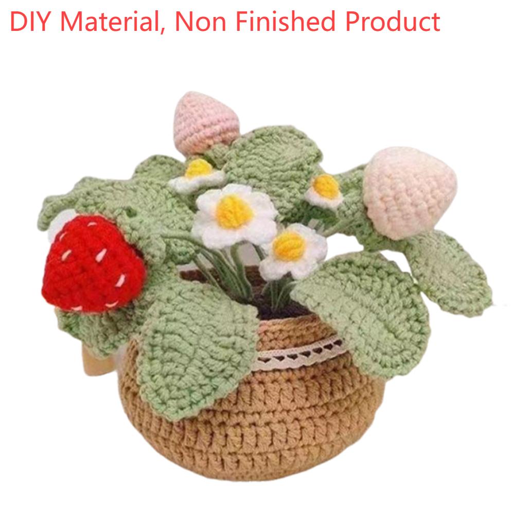 Sztuczne małe rośliny w doniczkach DIY z samouczkami wideo Zestaw do ręcznego dziergania Odporny na zużycie do dekoracji domu i pokoju Ozdoba na biurko