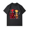 Men's 100% Cotton Crew Neck Short Sleeve T-Shirt, Cute Chibi Superhero Duo Printed Casual Soft Breathable Streetwear Tee for Daily Summer Wear