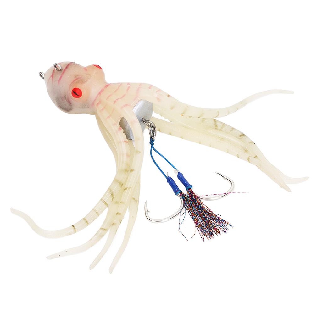 Octopus Simulation Fishing Rigs Luminous Skirt Trolling Fishing Lure Bait Rigs with Trapping Ink for Freshwater Seawater