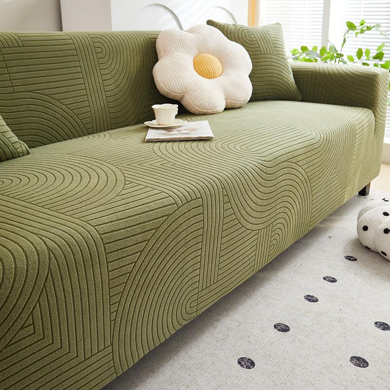 High Elastic Polar Fleece Jacquard Sofa Cover Solid All-Cover Anti-Scratch Couch Covers Stretch Sofa Protector for Four Seasons
