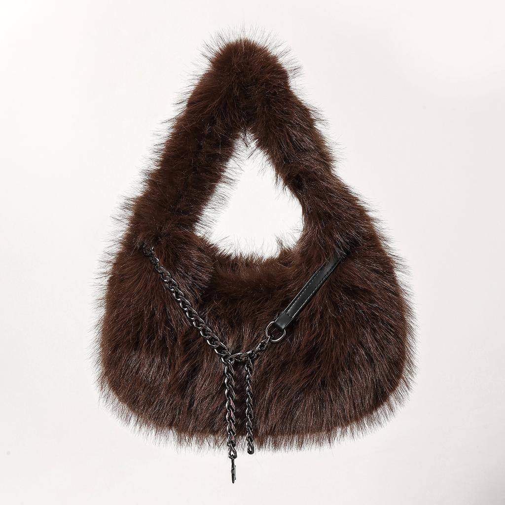 Plush bag women's new autumn and winter leisure chain messenger bag portable fluffy dumpling bag