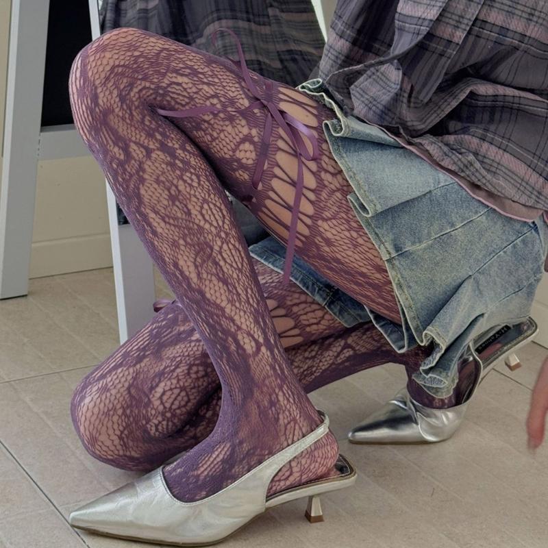 Women's Garter Belt Tights Patterned Fishnet Thigh High Stockings Tights High Waist Pantyhose Suspender Pantyhose Gifts