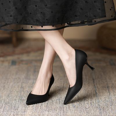 Fashion Simple Solid Color Pumps Women's Low-Cut Pointed-Toe Stilettos High Heels Women's Elegant Women's Shoes