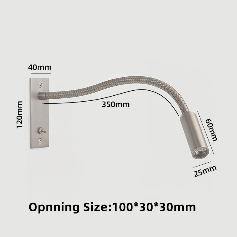 Lampă de perete flexibilă cu LED pentru citire cu gât de gâscă, lumina de perete modernă, montată pe perete, pentru dormitor, reflectoare pentru studiul de inginerie hotelieră